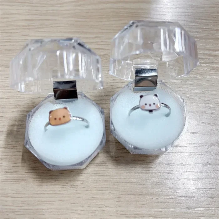 Bubu And Dudu Peripheral Ring – Cute Panda Cartoon Couple Ring for Girlfriend Birthday Gift - Image 4