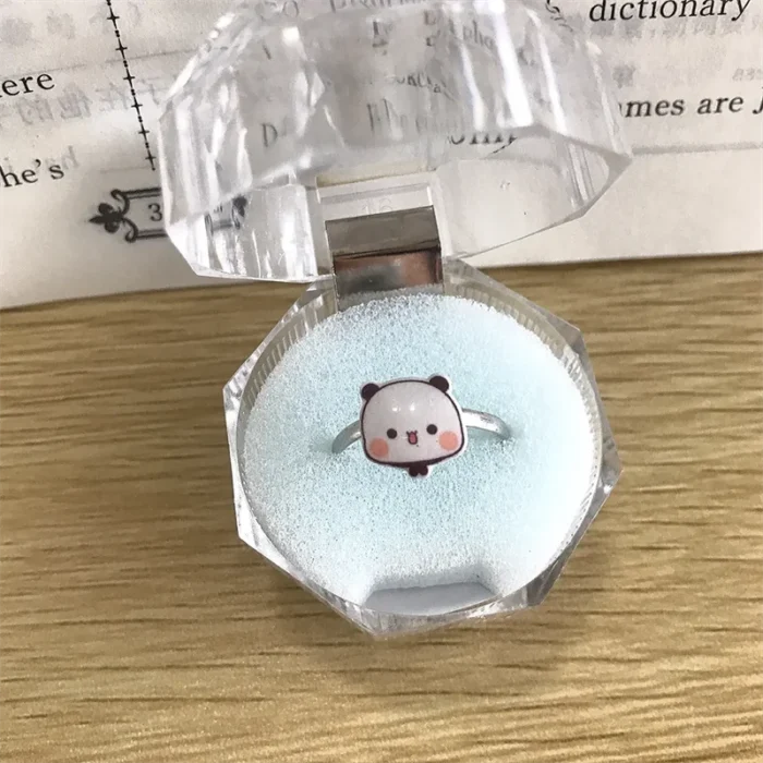Bubu And Dudu Peripheral Ring – Cute Panda Cartoon Couple Ring for Girlfriend Birthday Gift - Image 3